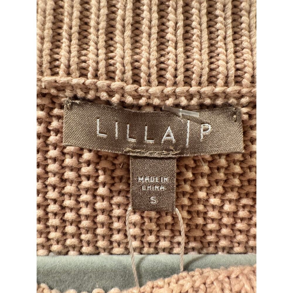 Lilla P. Long Sleeve Striped Crewneck Sweater in Tea Rose/Henna - Size S - Picture 3 of 7